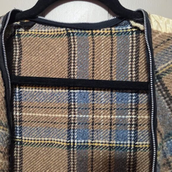 Vintage Plaid Jacket W/ Yellow Quilted Sleeves Large - Picture 2 of 4